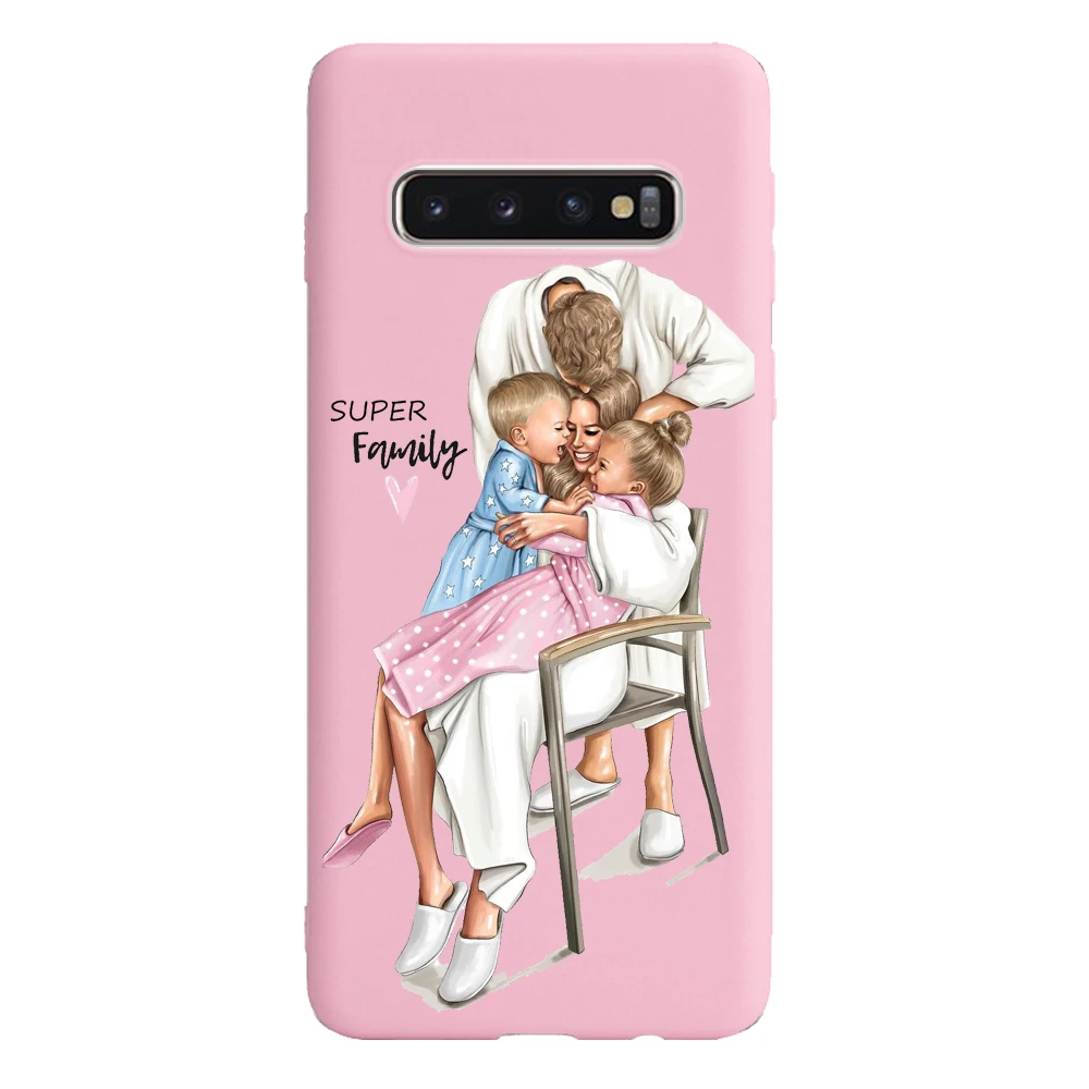 Черные коричневые волосы для мамы и малыша девушка Coque нежно розовый силиконовый