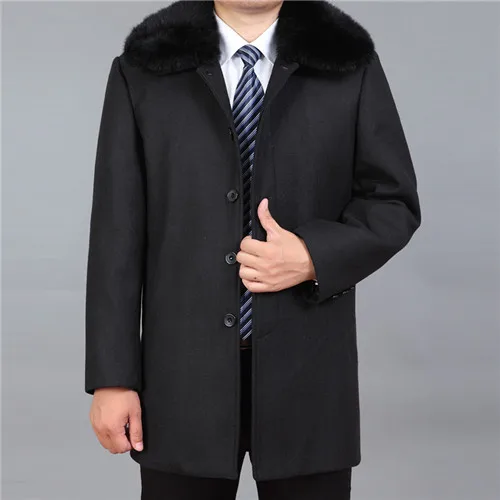 Mu Yuan Yang большой размер 3XL 4XL Зимние Повседневные шерстяные куртки для мужчин одежда мужские шерстяные куртки шерсть и смесь пальто - Цвет: Black-T