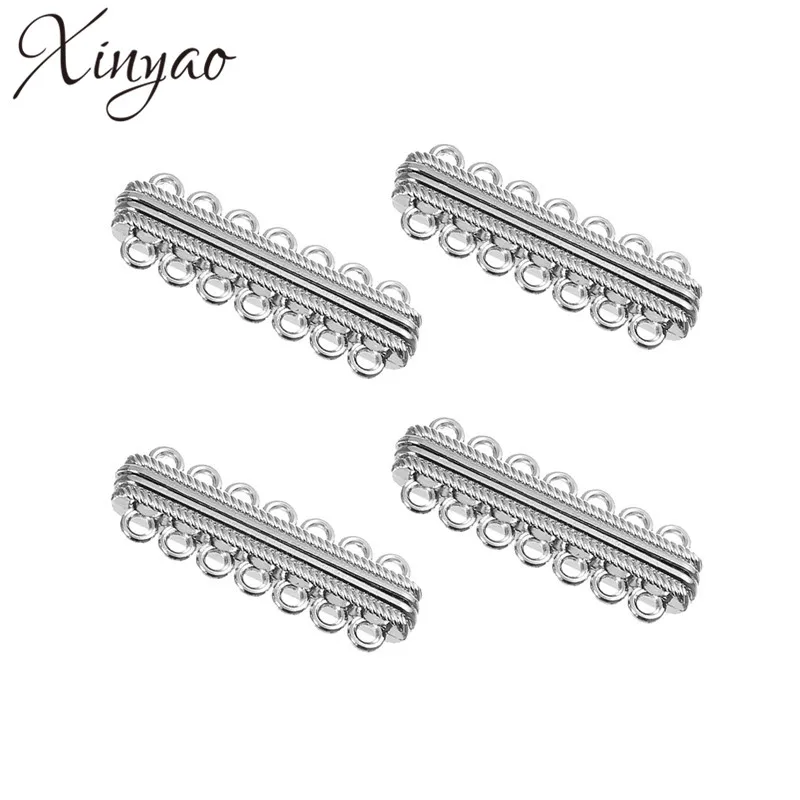 

XINYAO 10pcs/lot 48*14mm Strong Magneticc Clasps For Necklace Rhodium Color End Clasps Connectors For Diy Jewelry Findings F846