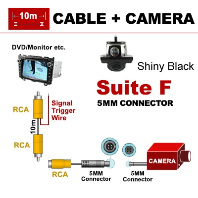 Black 10m Новое поступление HD диаметр 21 мм универсальный передняя / задняя / влево / вправо парковка водонепроницаемая камера ночного видения блестящий черный - Название цвета: Black 10m