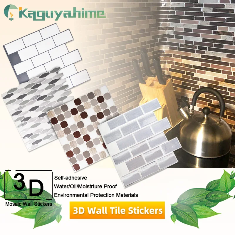 Kaguyahime 3D DIY самоклеющиеся наклейки на стену 10 шт./лот мозаичная плитка