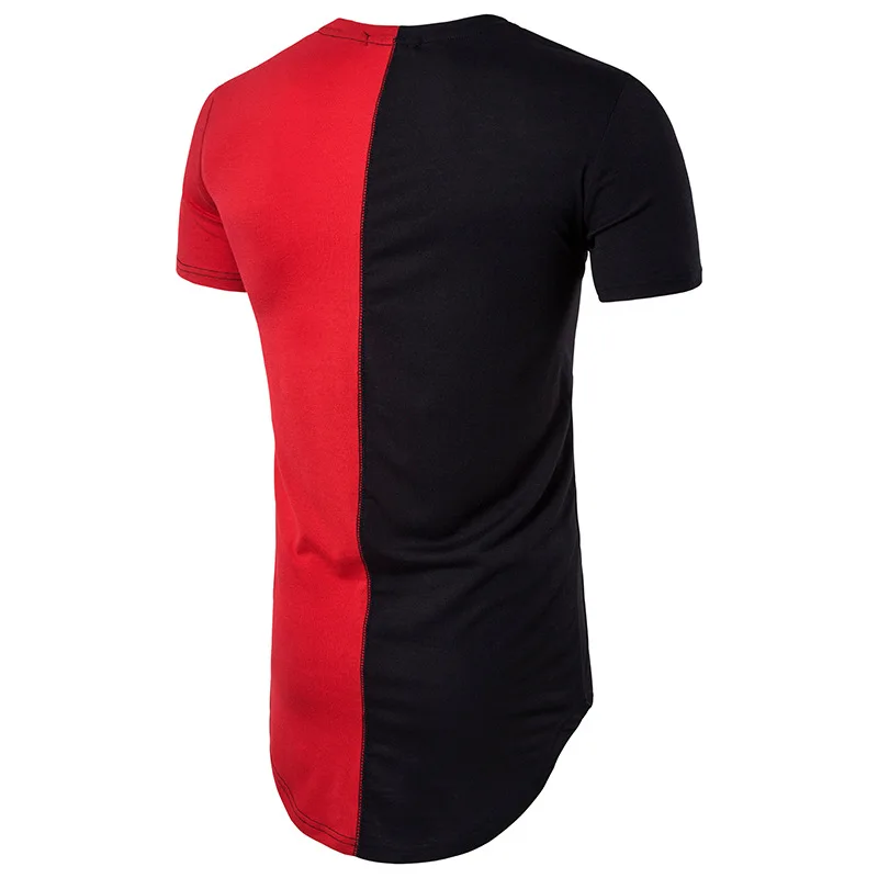 2017 длинный размер мужские топы футболка короткий рукав Повседневная с молнией