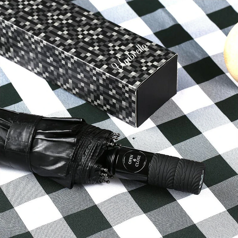 

2017 Modern Top Quality Windproof Long Straight Strong Handle Rain Stick Auto Men Business Outdoor Folding Umbrella for Gift