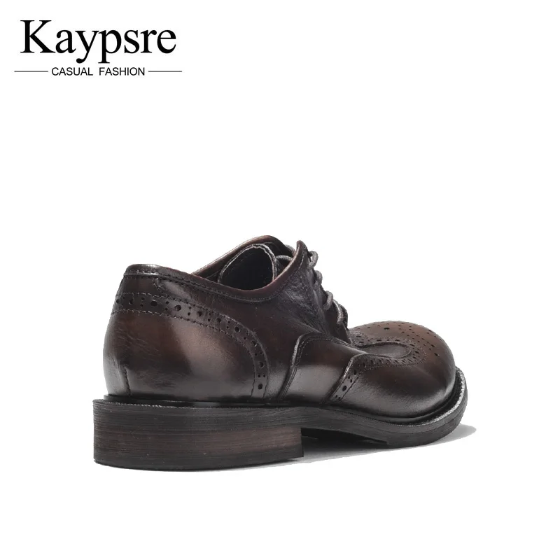 kaypsre Men's fashion business shoes spring genuine leather lace-up brogue | Обувь