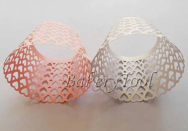 Бесплатная доставка 120 шт./лот смесь 2 цвет сердца кекс Торт Упаковка Лазерная