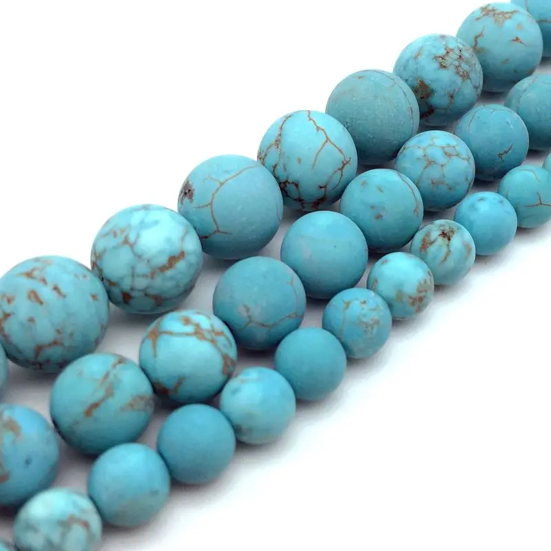 Матовые Круглые бусины из голубого камня Howlite 6 мм 8 10 12 для изготовления ювелирных