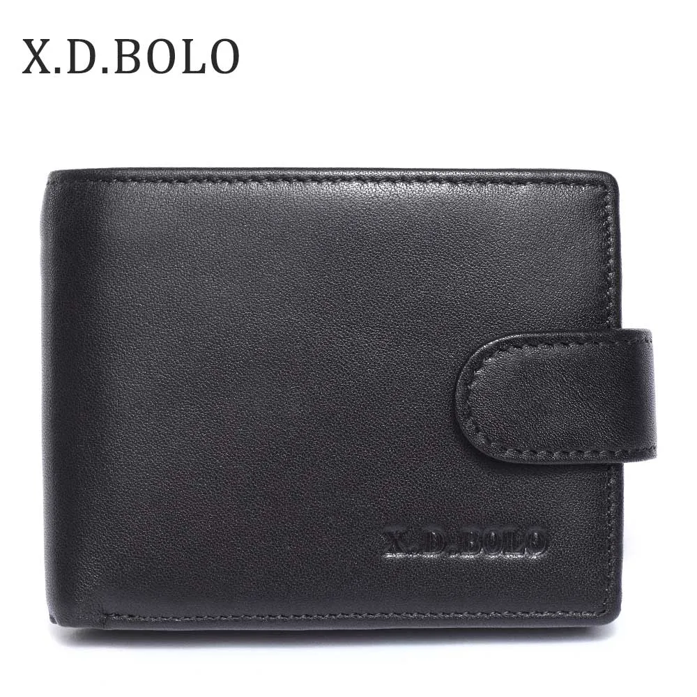 Black X. D. BOLO мужской кошелек из натуральной кожи для монет мужские кошельки из натуральной кожи Hasp мужской кошелек водительские права держатель - Цвет: Black