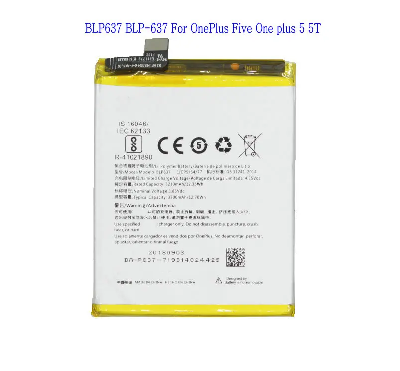 Ciszean 1x3300 mAh/12.7Wh BLP637 BLP-637 BLP 637 для OnePlus Five One plus 5 5T Batterie Batterij