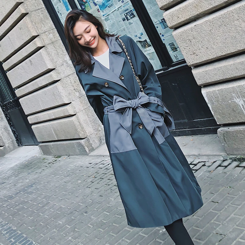Тренч Женский длинный корейский с регулируемой талией 2018|Женские плащи и тренчи|