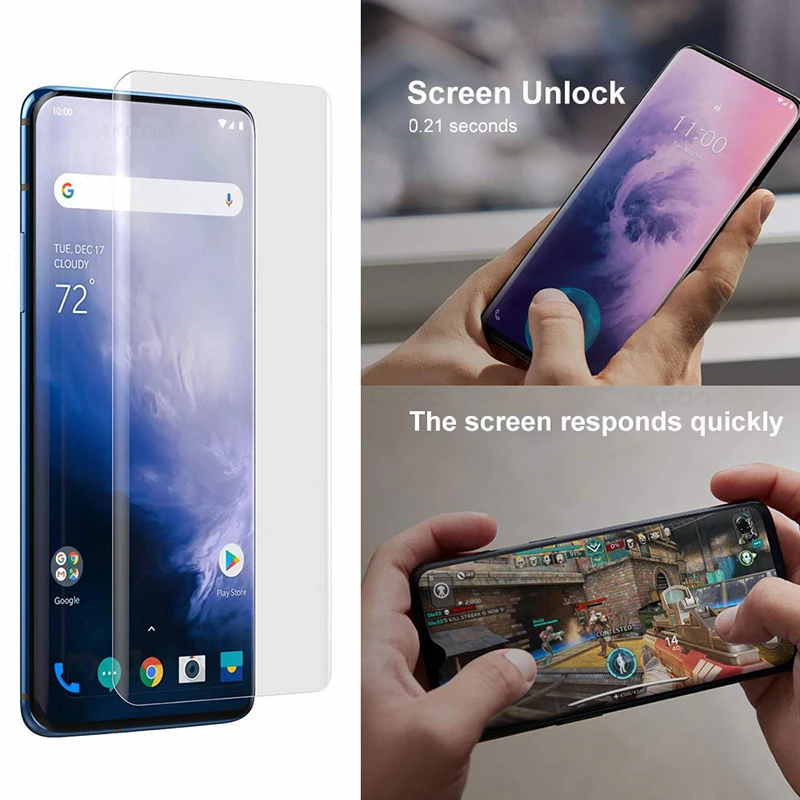Akcoo УФ-стекло закаленное стекло для oneplus 7 Pro защита экрана с функцией разблокировки отпечатков пальцев для oneplus 7pro пленка