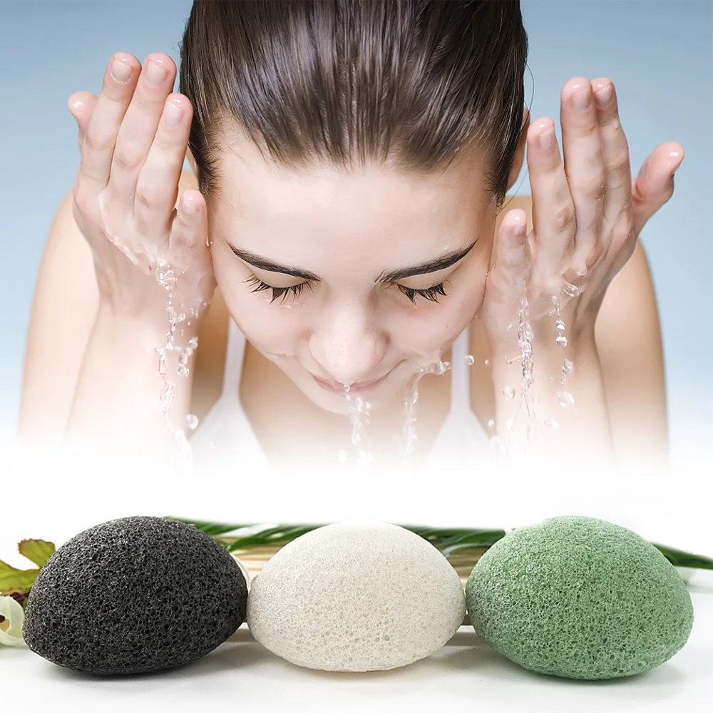 1 шт 3 цветная круглая форма Konjac Губка косметический спонж губка для очистки лица Натуральный аморфофаллюс коньяк лица приспособление для очистки мыть флаттер TSLM1