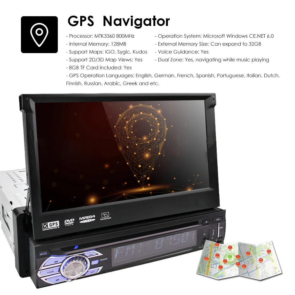 Автомагнитола Wince 7 &quot 1 Din Bluetooth аудио DVD CD видео Mp4 MP5 плеер GPS мультимедиа |