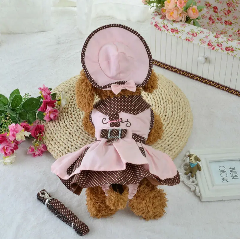 FS15 Tracked Sweety Pet dresses Set Dog Puppy Cats Dress + Harness Leash Collar Hat Headwear Physiological Sanitary Panty | Дом и сад
