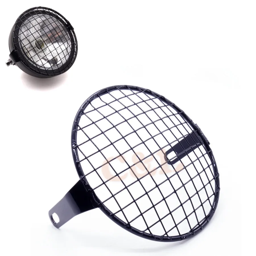 Мотоциклетный черный металлический Ретро-гриль с боковым креплением налобный