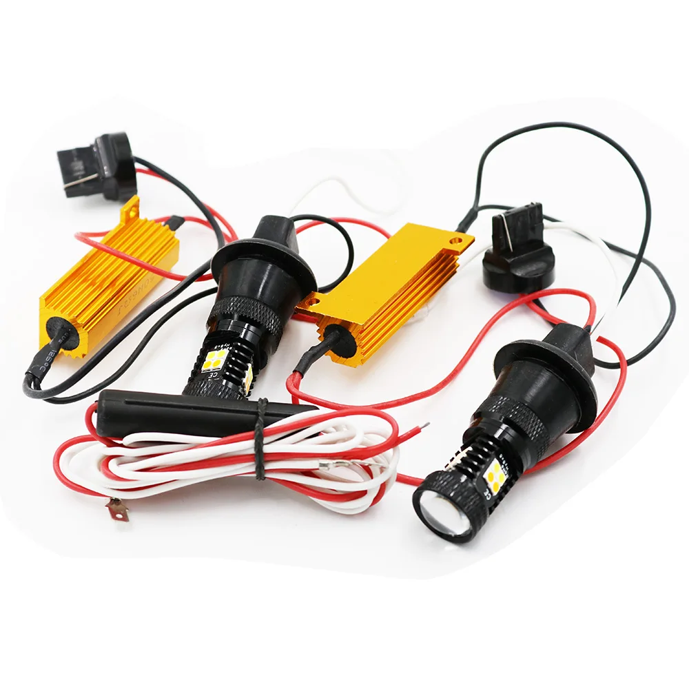 YSY 2 шт. Новые двухцветные 16SMD 3030 белые и янтарные T20 7440 светодиодные лампы для