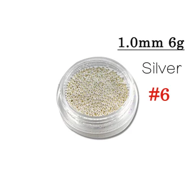 6 Silver 1 шт мини 0,8/1,0/1,5/2,0 лак для ногтей металлические стальные бусины для украшения ногтей 3d УФ-Гель-лак DIY Инструменты для маникюра NJ251 - Цвет: 6 Silver