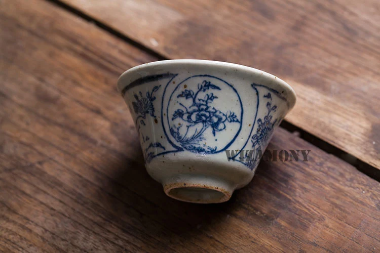 1 шт. WIZAMONY маленький голубой и белый Gaiwan Китайский древний глазурь Цзиндэчжэнь Чайный сервиз чайная чашка для разнообразного чайного фарфора