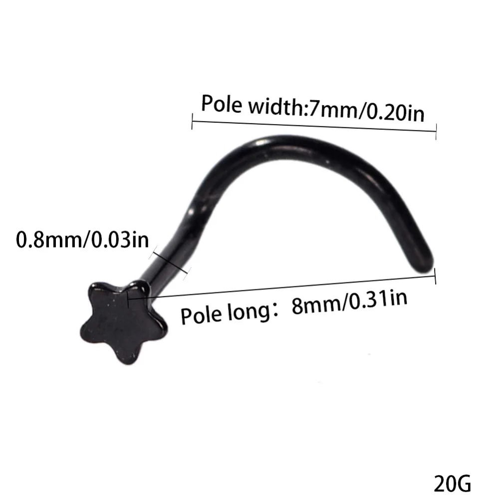 5 шт. панк поддельные ноздрей Нос Кольца шпильки звезды поворотный винта носик