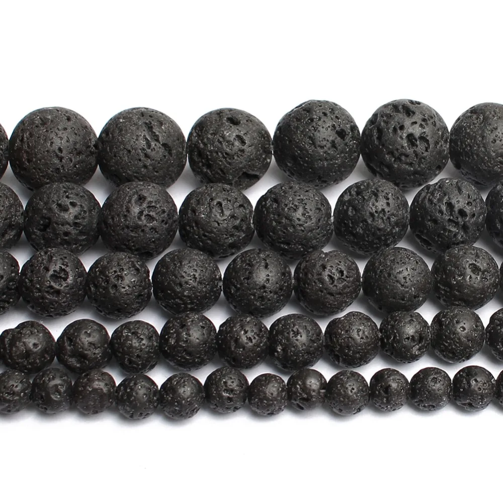 Wholesale 4/6/8/10/12mm Natural Black Volcanic Lava Stone Round Beads 15.5&quot Pick Size For Jewelry Making DIY Bracelert | Украшения и