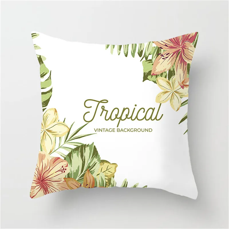Fuwatacchi с листьями тропического леса наволочка цветами тропический стиль фламинго