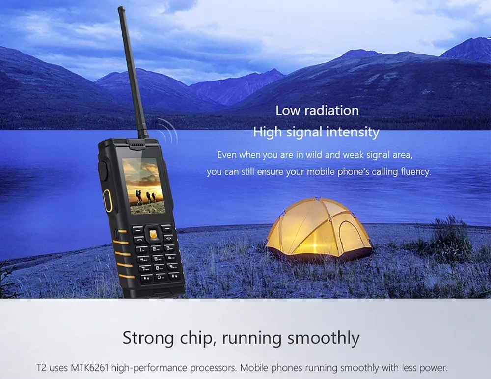 Ioutside T2 Walkie Talkie телефон 2," MP3 MP4 1.3MP задняя камера FM 4500 мАч Внешний аккумулятор фонарик IP68 водонепроницаемый прочный мобильный телефон