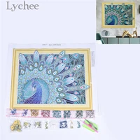 lychee life special shaped peacock diamond embroidery rhinestone diamond painting cross stitch diy handmade semi finished crafts