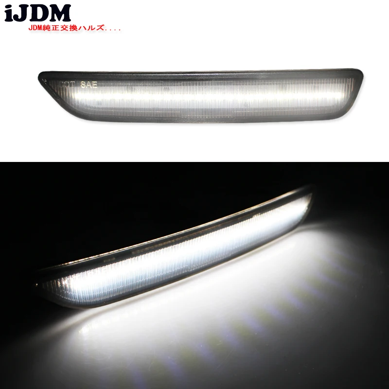IJDM дымчатые линзы Передние боковые габаритные огни с 27-SMD янтарные/белые Светодиодный Фонари для 2010- Ford Mustang передний бампер