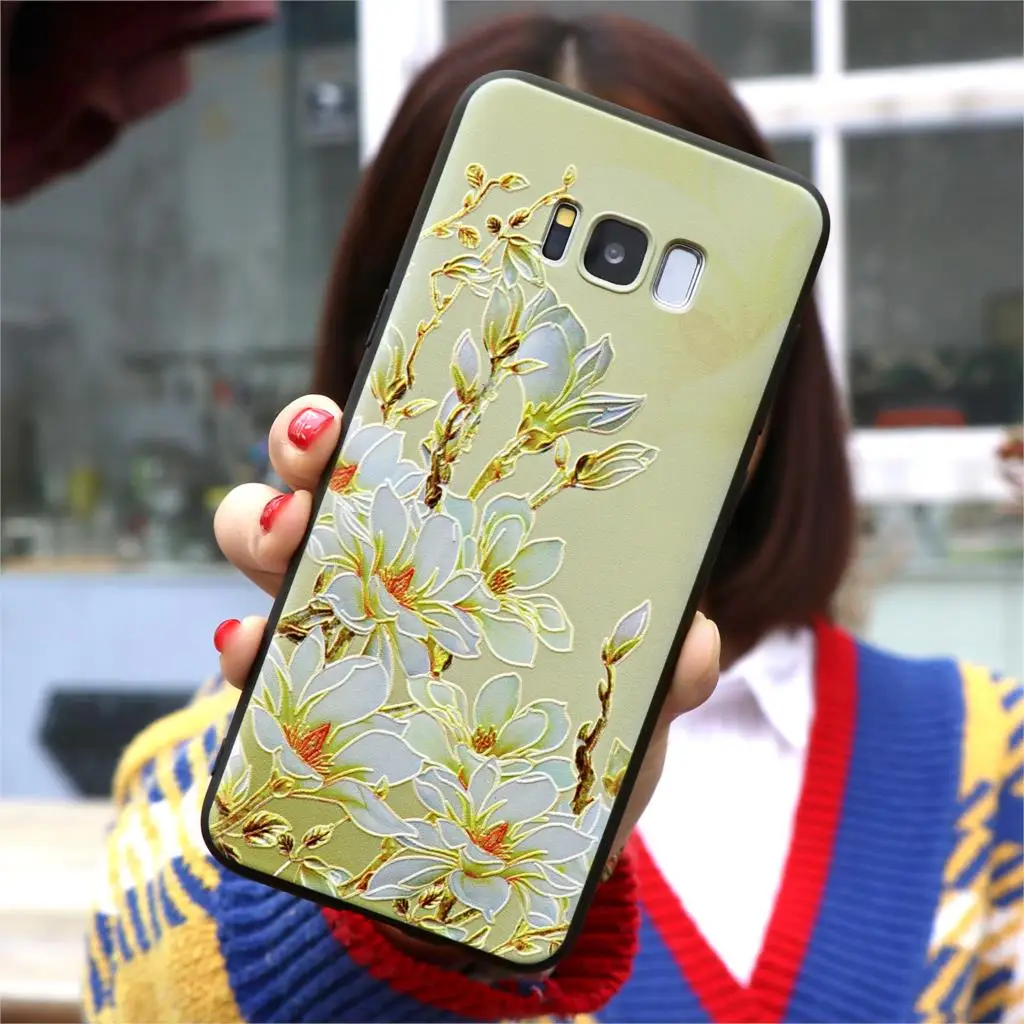 hdduohua 3D с тиснением и изображением цветка на заднюю панель samsung Galaxy S10e J5 M20 M10 S10 плюс J8 J6 J4 плюс J7 Neo J2 Prime J3 чехол - Цвет: hdduohua
