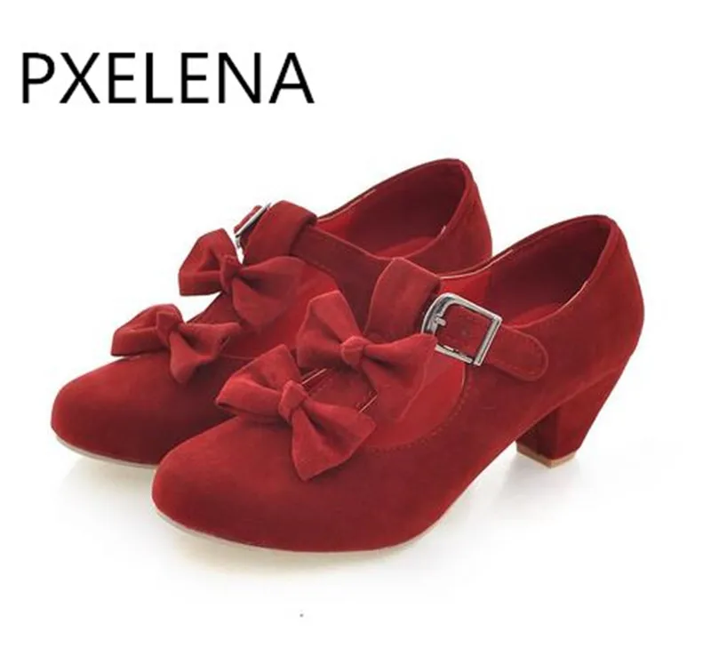 PXELENA 2017 новые весенние женские туфли мэри джейн Лолита лодочки с бантом из