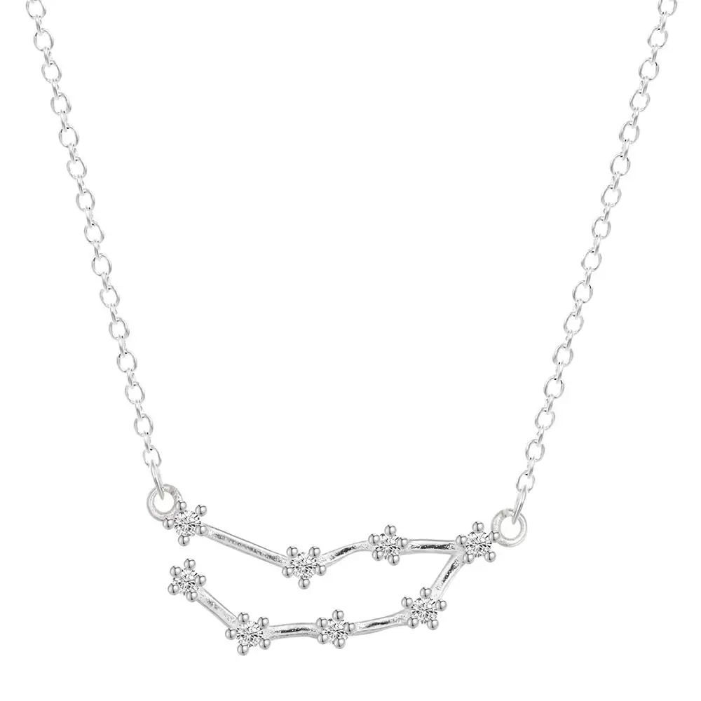 QIAMNI, 925 пробы, серебро, 12 звезд, знаки зодиака, созвездие, гороскоп, астрология, ожерелье с изображением Галактики, подарок на день рождения для женщин и мужчин - Окраска металла: Capricornus