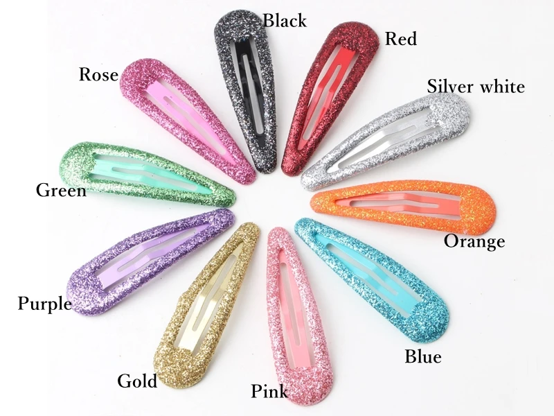 100pcs/lot Children Barrettes Bobby Pin Glitter Hair Clips Girls' Hair Accessories 48MM Hairpins Claw Clips For Women Wholesale