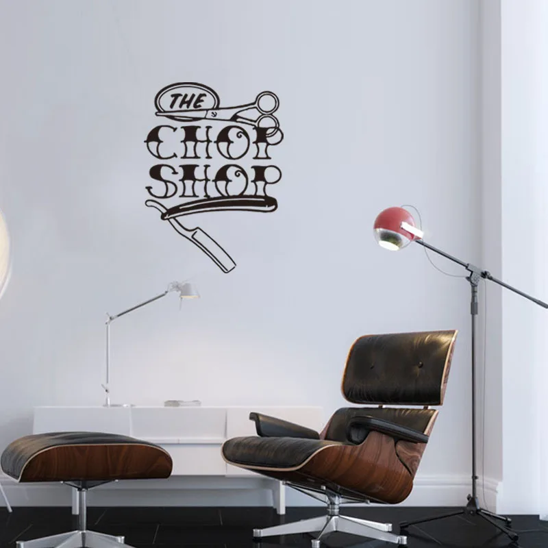 Ножницы стены винила Арт Наклейка парикмахер магазин украшения DIY обои съемные