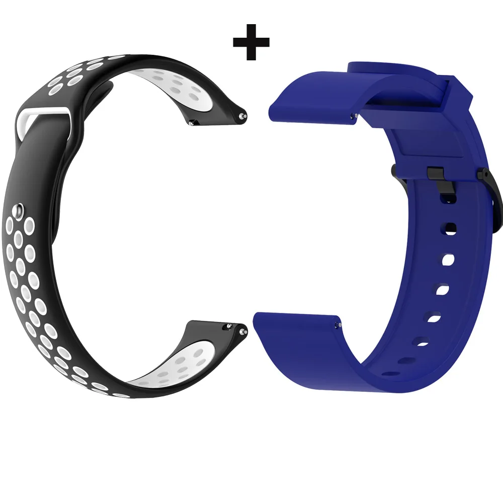 Blackwhite-RoyalBlue Для Xiaomi Amazfit GTS браслет Amazfit Bip ремешок для часов Amazfit GTR 42 мм силиконовый ремешок для часов - Цвет: Blackwhite-RoyalBlue