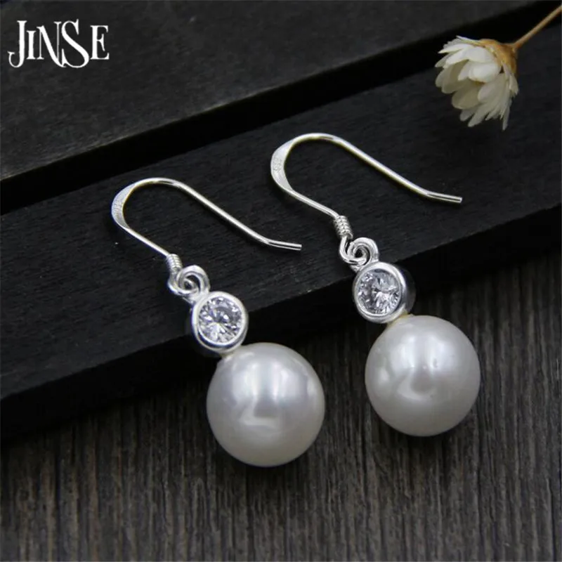 

Hot Sell Fashion 10.50mm Shell Pearl Wedding Earring 925 Sterling Silver Ladies`Drop Earrings Female Jewelry Gift Promotion