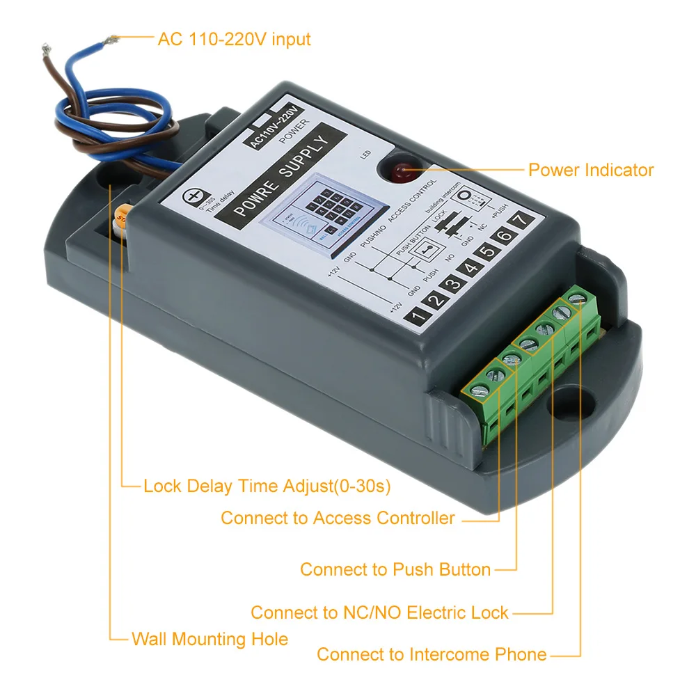Мини Размеры AC110 220V до 12V/3A Питание для входная дверь Система контроля