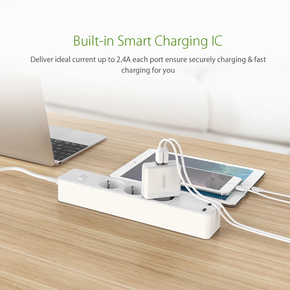 Зарядное устройство NTONPOWER для iPhone X 8 7 6 iPad 5 В 3 А настенное зарядное с двумя USB