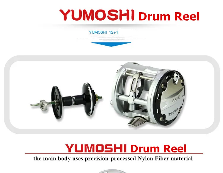 YUMOSHI JCA200/300/400/500 литой барабан колеса 12+ 1 Шариковые подшипники катушек спининга с забрасыванием наживки Carretilhas де Pescar для соленой воды
