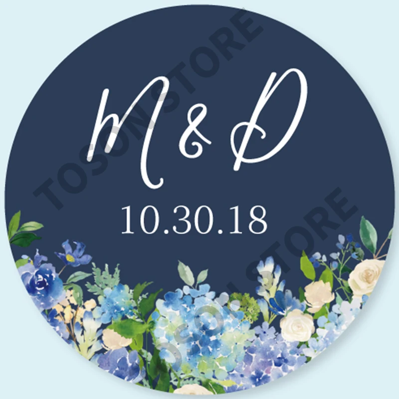 100, Silver laser Customized text logo, Wedding Stickers, Invitations Seals, Candy Favors Gift Boxes Labels, On White Adhesive