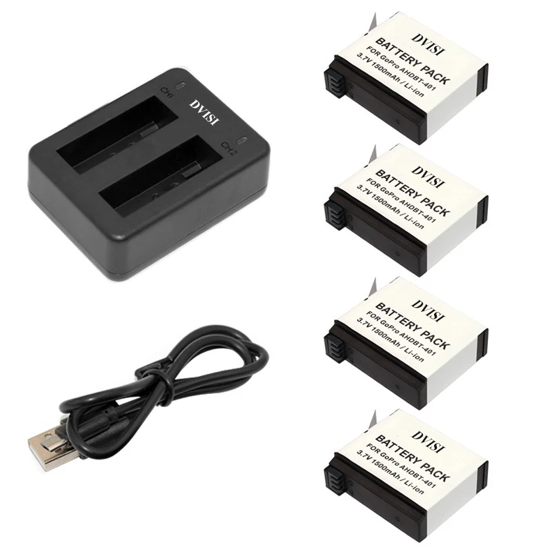 

4pcs AHDBT-401 AHDBT 401 Gopro Hero 4 Rechargeable Battery with Dual USB Charger Port Home for Gopro Hero4 HD Camera P0019279