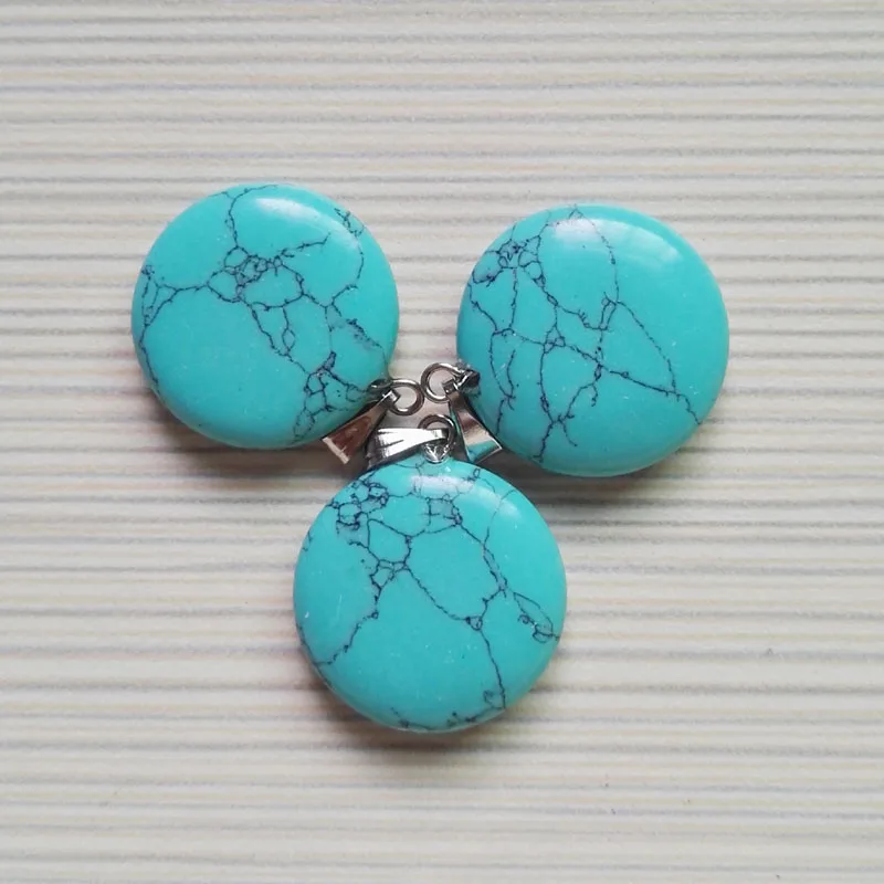 

fashion Turquoises round natural stone pendants for Jewelry making accessories charm women pendant 50pcs/lot Free shipping