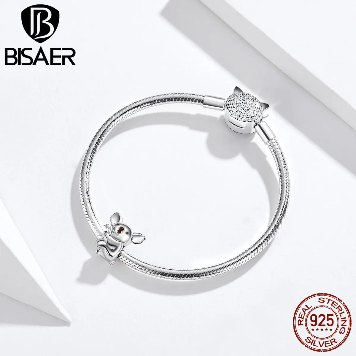 Бусины BISAER DIY, 925 пробы, серебро, Австралия, коала, бусины, животные, талисманы, подходят для женщин, очаровательные браслеты, серебро 925, ювелирные изделия EFC093
