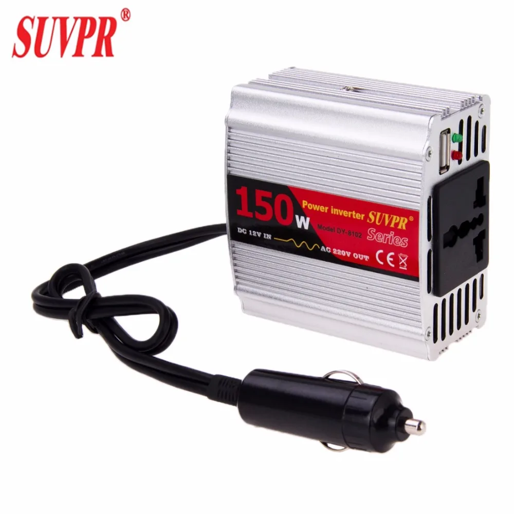 SUVPR DY 8102 150 Вт DC 12 В к AC 220 автомобиля Мощность инвертор с 500mA USB Порты и разъёмы