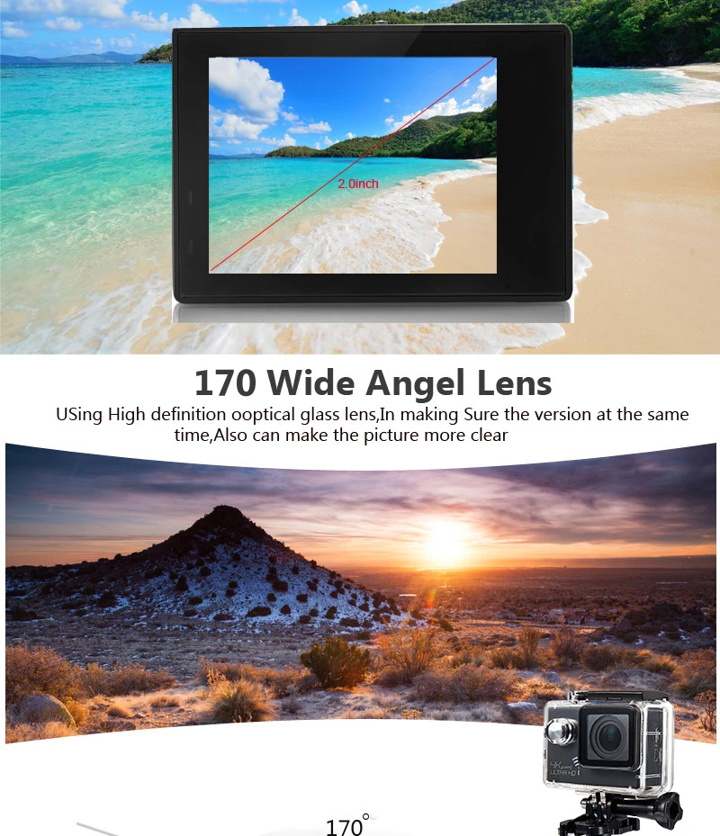 4 K Wifi Экшн-камера V905R 4 K/30fps 1080 P/60fps 720 P/120fps 2," 170D шлем Cam мини-камера водонепроницаемая Экшн-камера
