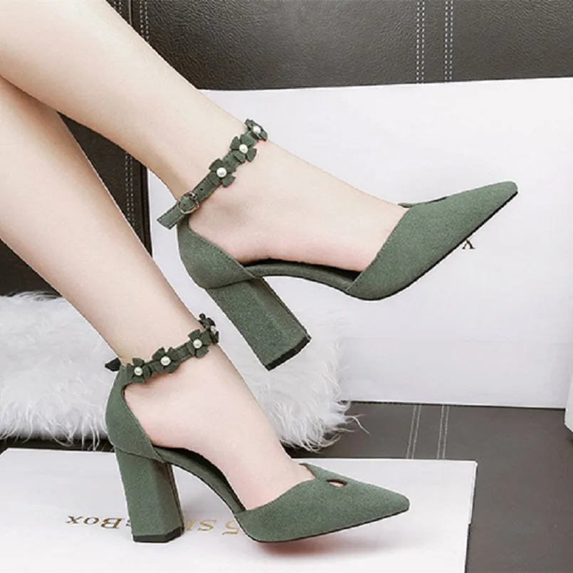 

Cresfimix woman cool street square high heel shoes lady cute floral printed comfortable shoes lady casual high heels c2581