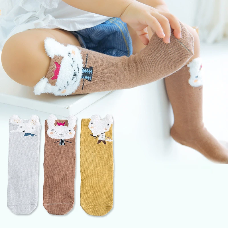 3 пары детских носков для новорожденных милые хлопковые носки до колена с героями