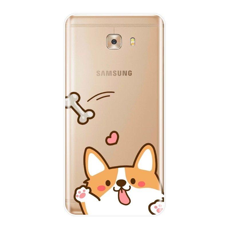 Мягкий силиконовый чехол для Samsung Galaxy C5 C7 C8 Corgi Cute Dog C9 Pro|Бамперы| |