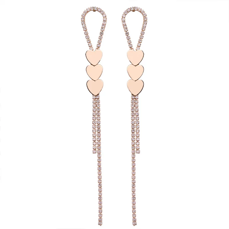 2018 новый корейский студент девушка сердце с кисточкой из металлических цепочек длинные висячие серьги для