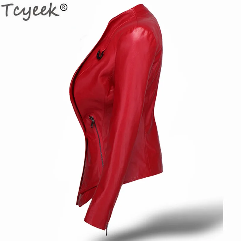 Tcyeek 100% из натуральной овечьей кожи пальто натуральный Лисий мех натуральная кожа