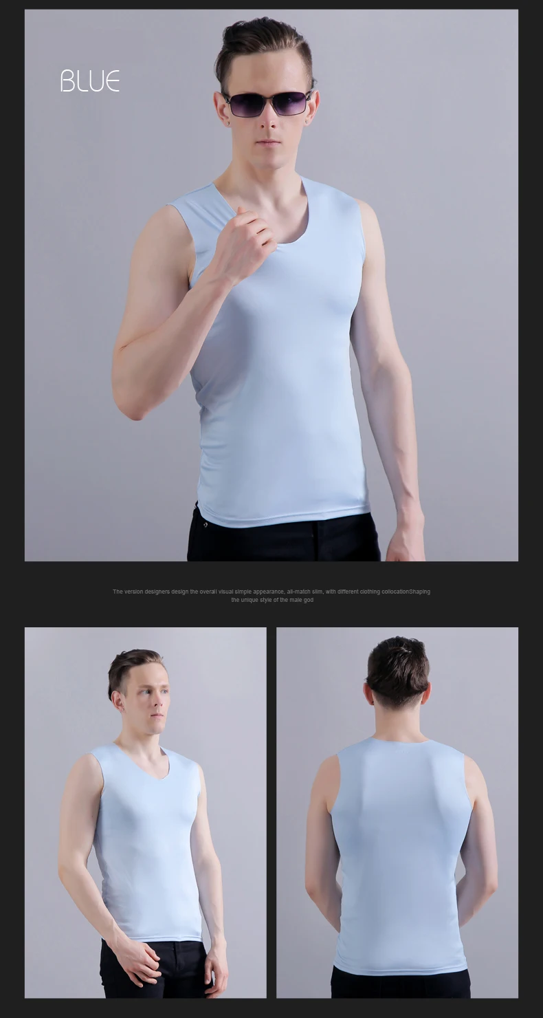 Летняя мужская бесшовная Майка Canotte Ice Silk Tank Top удобный Стрингер Мышцы жилет без рукавов для бега фитнес тренажерный зал одежда