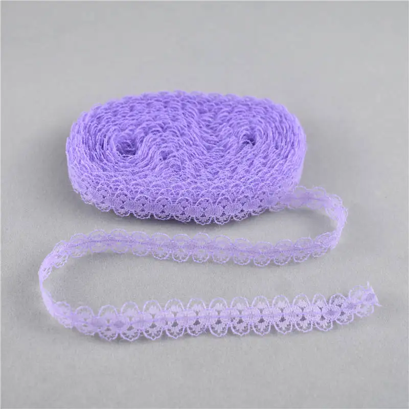 Purple 5 штук 10 ярдов красивой кружевной ленты 14 мм африканская кружевная ткань DIY вышитая чистая кружевная отделка для шитья украшения - Цвет: Purple